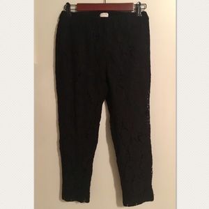 J Crew Black Lace Cropped Pants